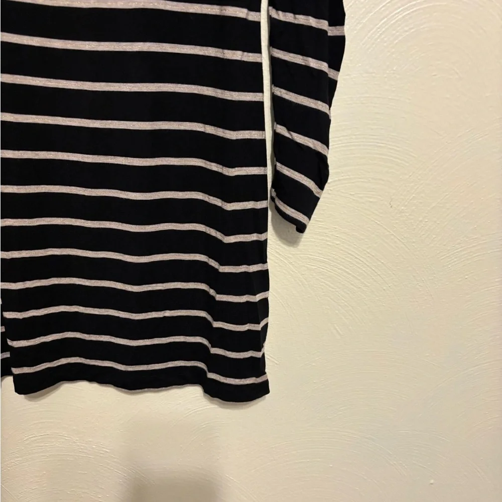 Soma Black and Gray Striped Pajama Top - Picture 6 of 7